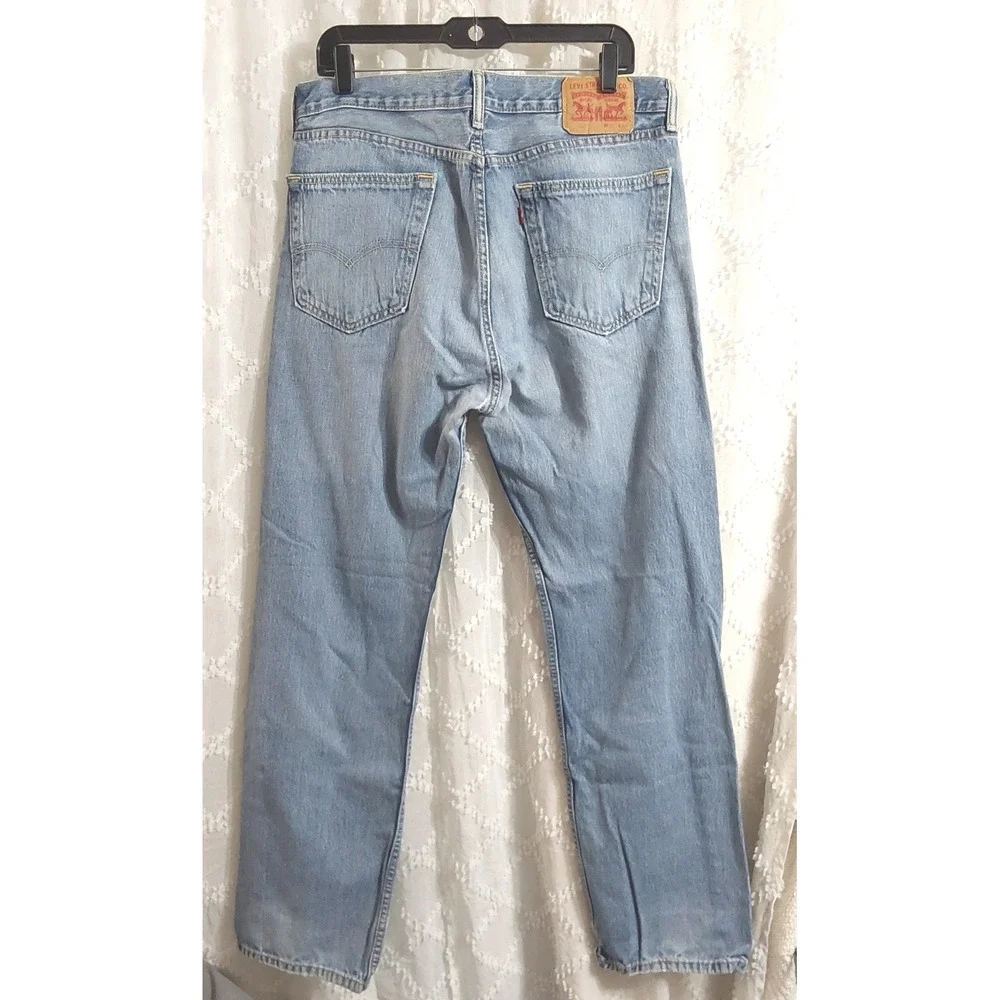 Levis Mens Straight Leg Denim Jeans Light Wash‎ Blue 34x32 Made in Mexico